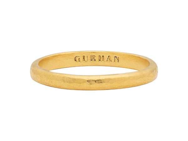 GURHAN Bridal Gold Plain Band Ring 2.5mm Hammered No Stone