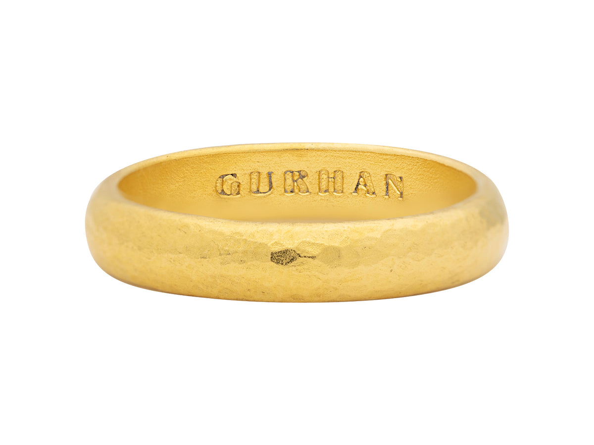 GURHAN, GURHAN Bridal Gold Plain Band Ring, 4mm Hammered, with No Stone