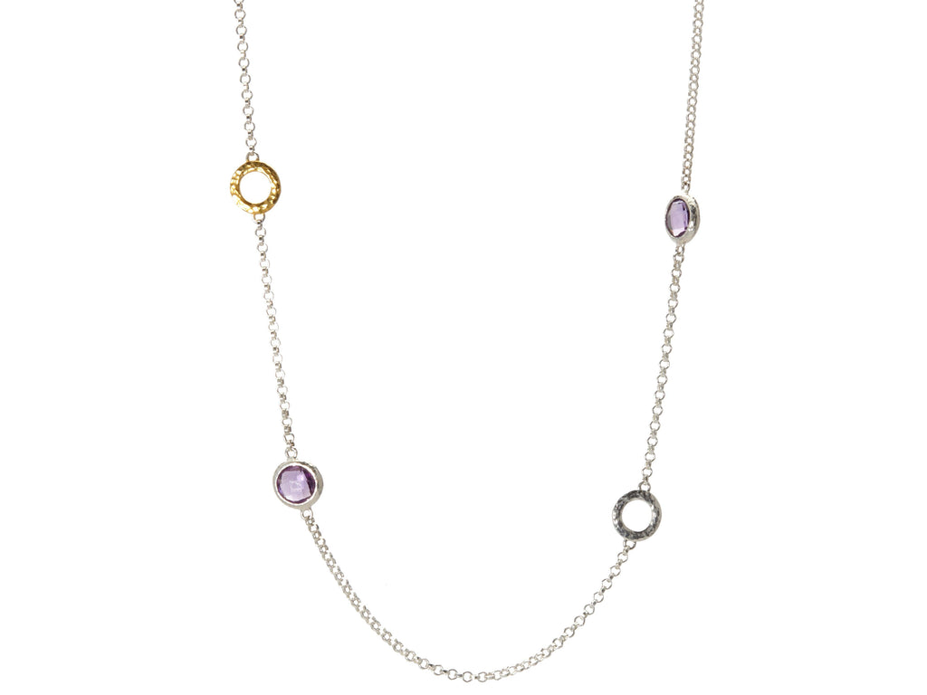 OFP, GURHAN Malibu Sterling Silver Station Necklace, Amethyst, Gold Accents