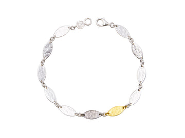 GURHAN, GURHAN Willow Sterling Silver All Around Single-Strand Bracelet, Small Flakes, Gold Accents