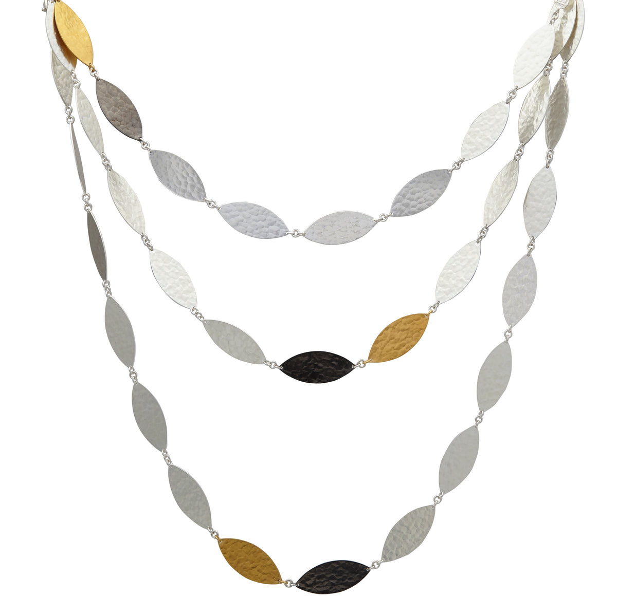 GURHAN, GURHAN Willow Sterling Silver Single Strand Necklace, Long Large, with No Stone & Gold Accents