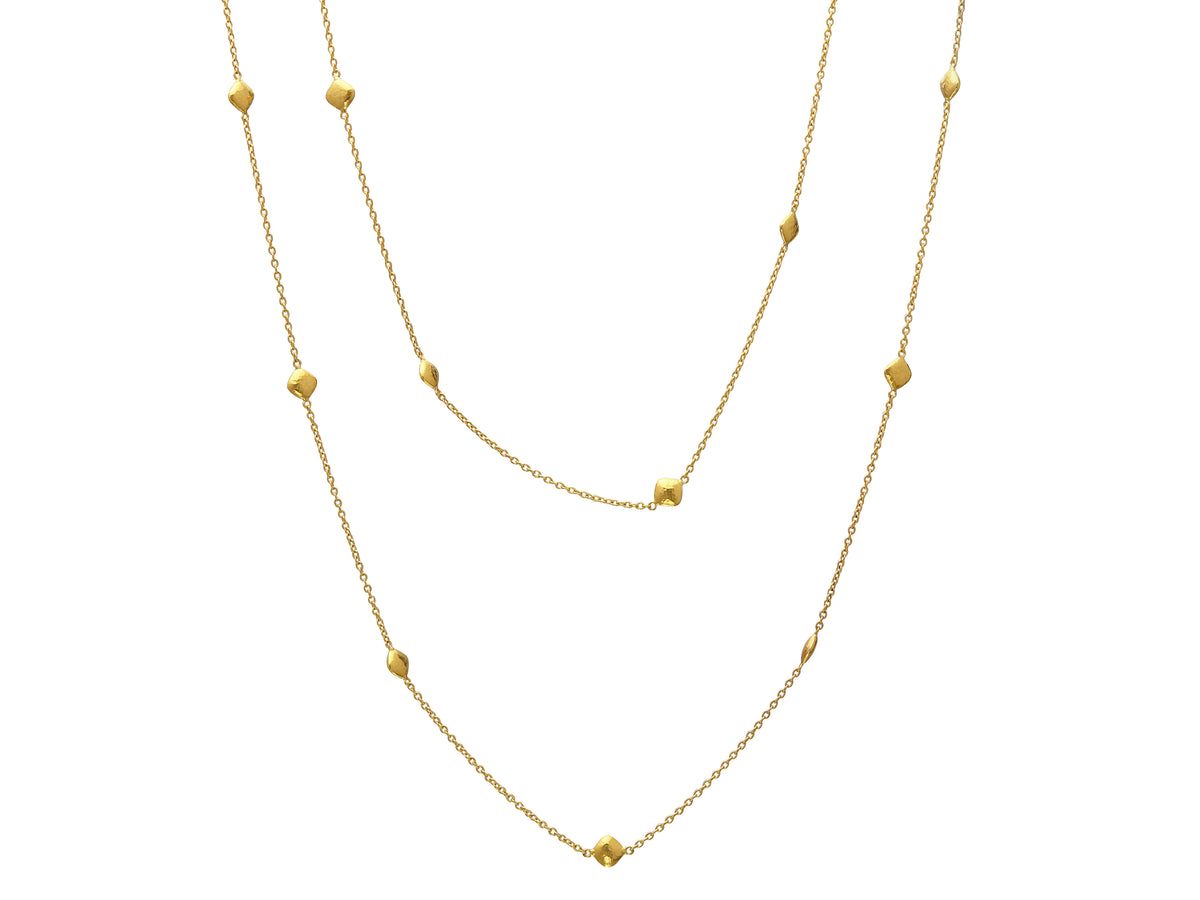GURHAN, GURHAN Spell Gold Station Necklace, Long Square, with No Stone