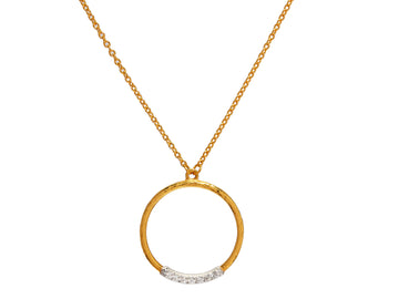 GURHAN, GURHAN Geo Gold Pendant Necklace, 20mm Open Round, with Diamond Pave