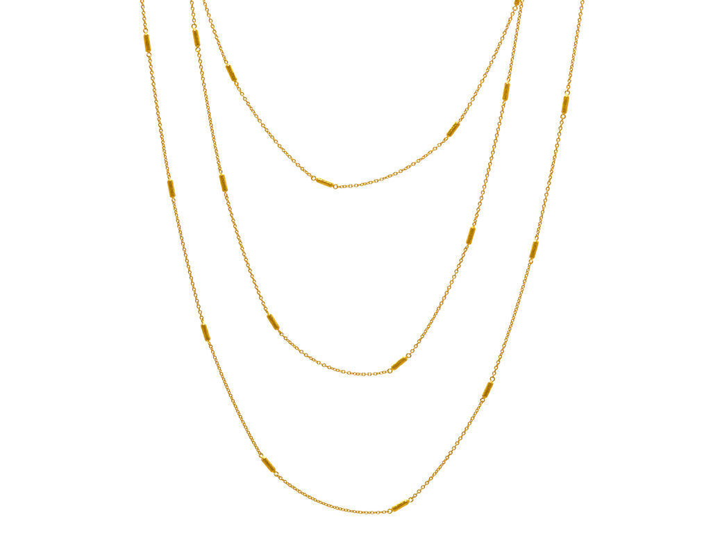 GURHAN, GURHAN Vertigo Gold Station Long Necklace, Gold Tube Beads, with No Stone