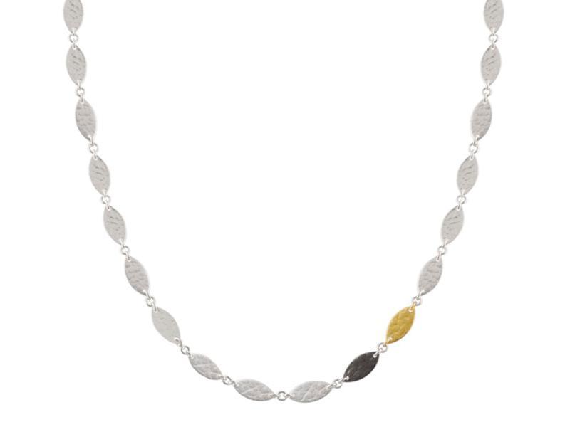 GURHAN, GURHAN Willow Sterling Silver Single Strand Necklace, Short Medium, with No Stone & Gold Accents