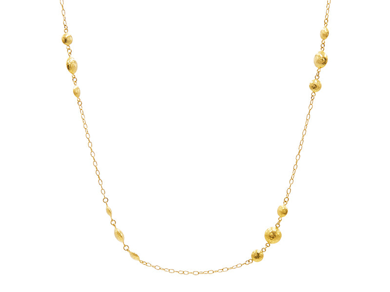 GURHAN, GURHAN Spell Gold Station Necklace, Short Clustered Lentil, with No Stone