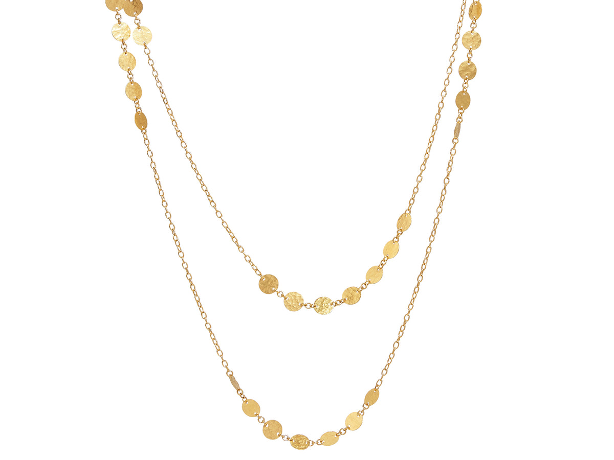 GURHAN, GURHAN Lush Gold Station Long Necklace, 2.5mm Round Flakes, with No Stone