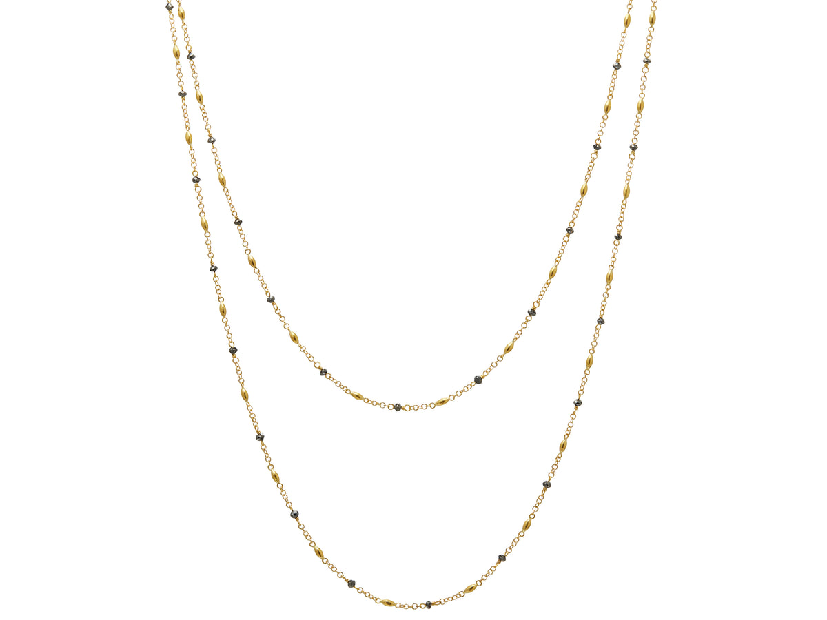 GURHAN, GURHAN Olive Gold Station Necklace,  with Black Diamond