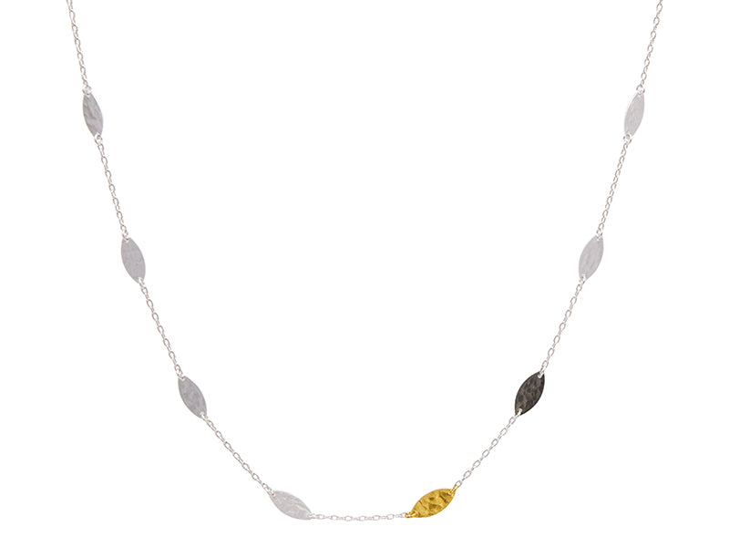GURHAN, GURHAN Willow Sterling Silver Station Necklace, Short Medium, with No Stone & Gold Accents