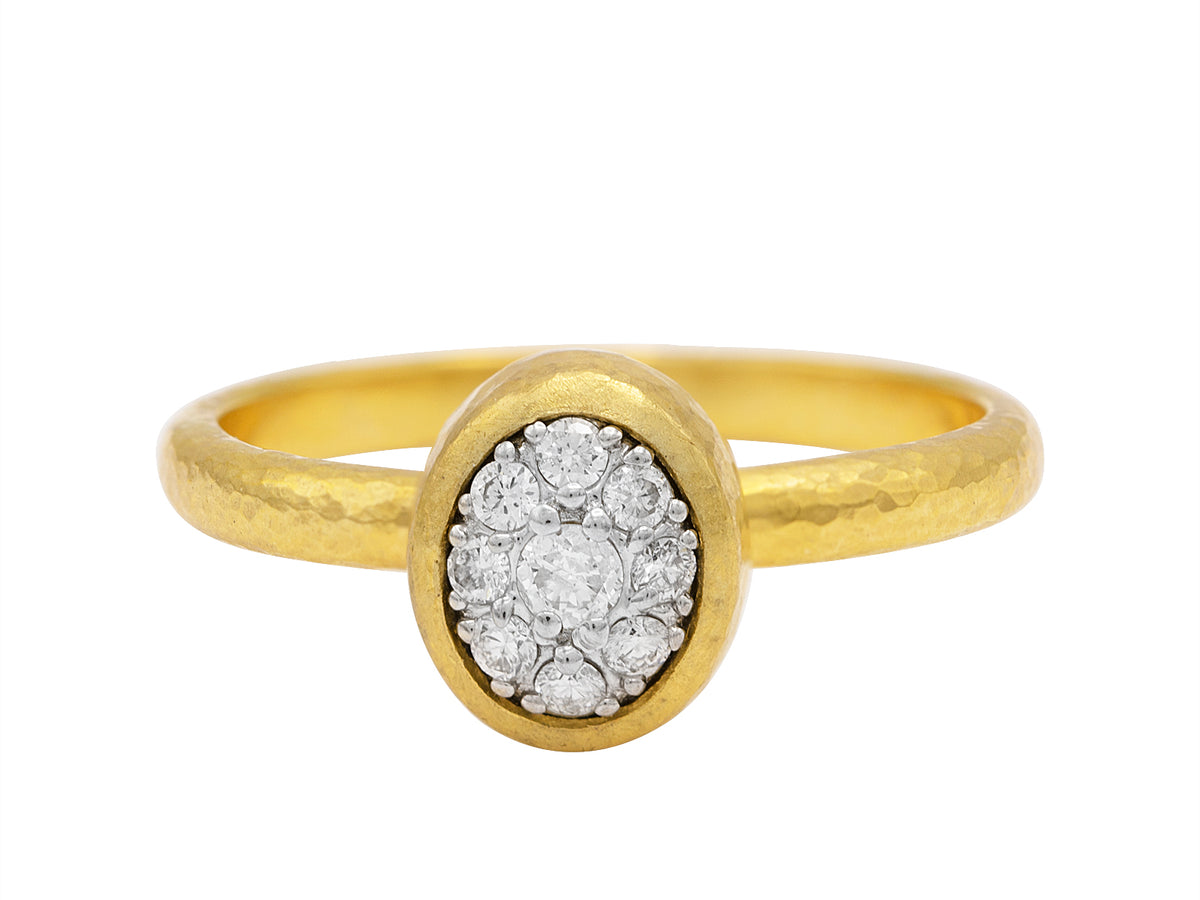 GURHAN, GURHAN Celestial Gold Oval Stacking Ring, 9mm, with Diamond Pave