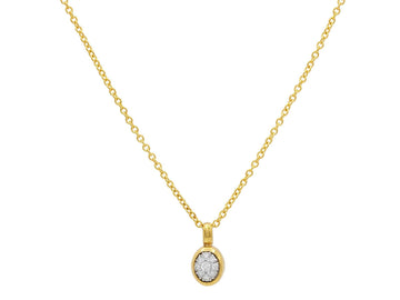 GURHAN, GURHAN Celestial Gold Diamond Pave Pendant Necklace, 9x7mm Oval