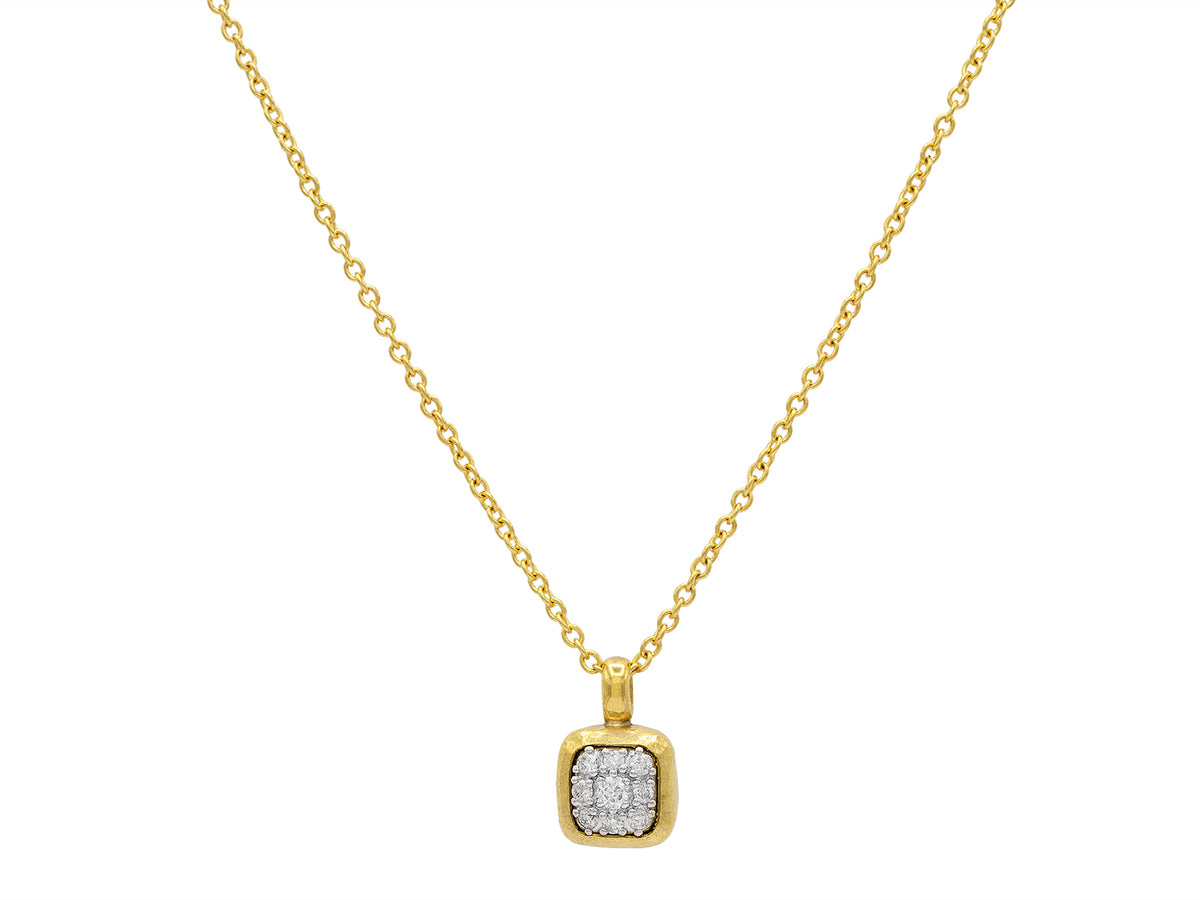 GURHAN, GURHAN Celestial Gold Pendant Necklace, 9mm Square, with Diamond Pave