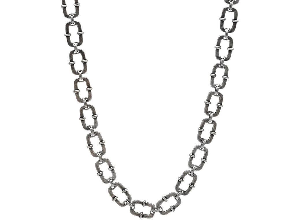 GURHAN, GURHAN Coin Sterling Silver Link Short Necklace, Chunky Rectangle, Gold Accents