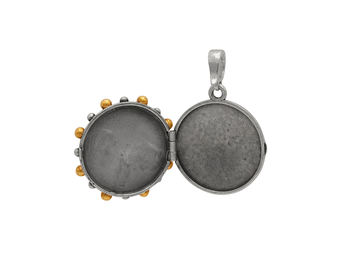 GURHAN, GURHAN Coin Sterling Silver Pendant, Bee Emblem No Stone, Gold Accents