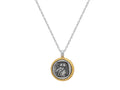GURHAN, GURHAN Coin Sterling Silver Round Pendant Necklace, Owl, No Stone, Gold Accents