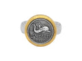 GURHAN, GURHAN Coin Sterling Silver Round Cocktail Ring, Dolphin, with No Stone & Gold Accents