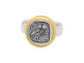 GURHAN, GURHAN Coin Sterling Silver Round Cocktail Ring, Owl, with No Stone & Gold Accents