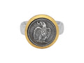 GURHAN, GURHAN Coin Sterling Silver Round Cocktail Ring, Eagle, with No Stone & Gold Accents