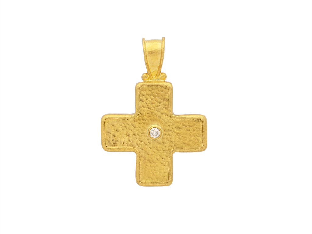 GURHAN, GURHAN Cross Gold Pendant, 26mm, Diamond