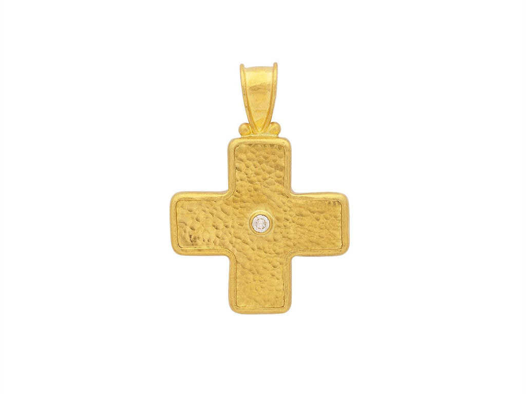 GURHAN, GURHAN Cross Gold Pendant, 26mm, Diamond