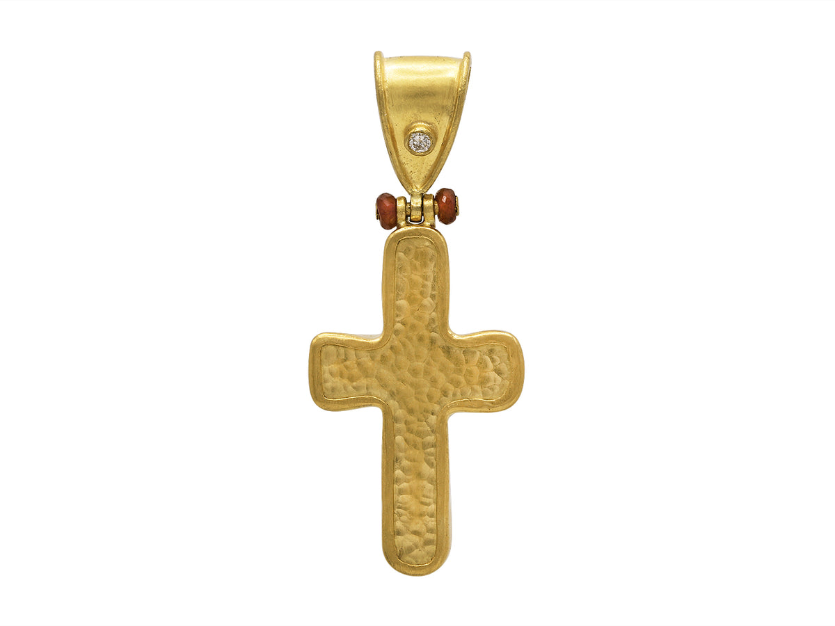 GURHAN, GURHAN Cross Gold Pendant, 26mm, with Ruby and Diamond
