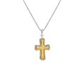 GURHAN, GURHAN Cross Sterling Silver Pendant Necklace, 32x22mm, Pave Edge, with Diamond & Gold Accents