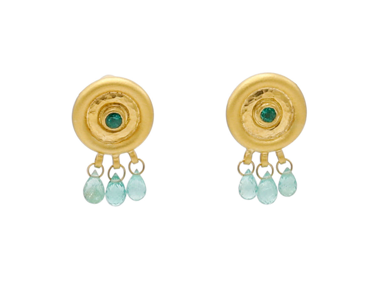 GURHAN, GURHAN Droplet Gold Drop Earrings, Briolette, with Emerald