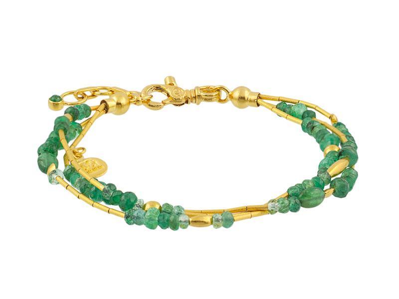 GURHAN, GURHAN Rain Gold Multi-Strand Bracelet,  with Emerald