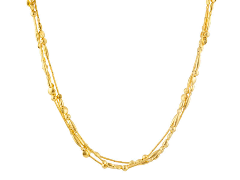 GURHAN, GURHAN Rain Gold Multi-Strand Short Necklace, Mixed Shaped Beads, with No Stone