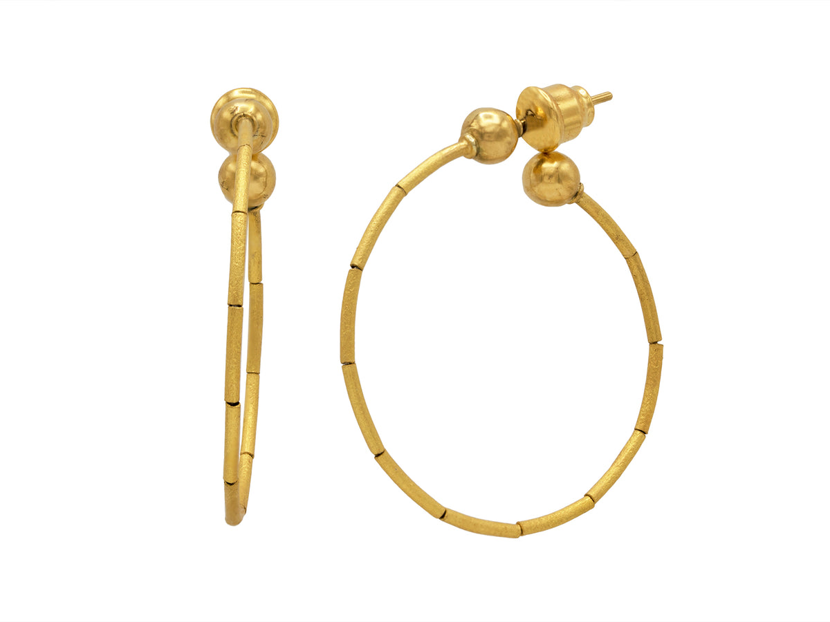 GURHAN, GURHAN Delicate Gold Post Hoop Earrings, Thin Gold Tubes, with No Stone