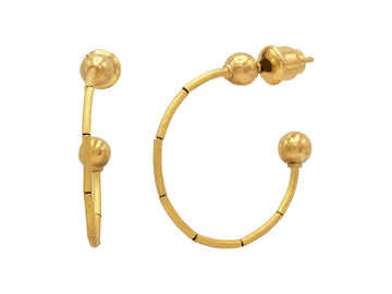 GURHAN, GURHAN Delicate Gold Hoop Earrings, Gold Tubes and Balls