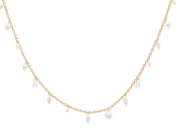 GURHAN, GURHAN Dew Gold Topaz and Pearl Link Short Necklace, Briolettes on Delicate Chain