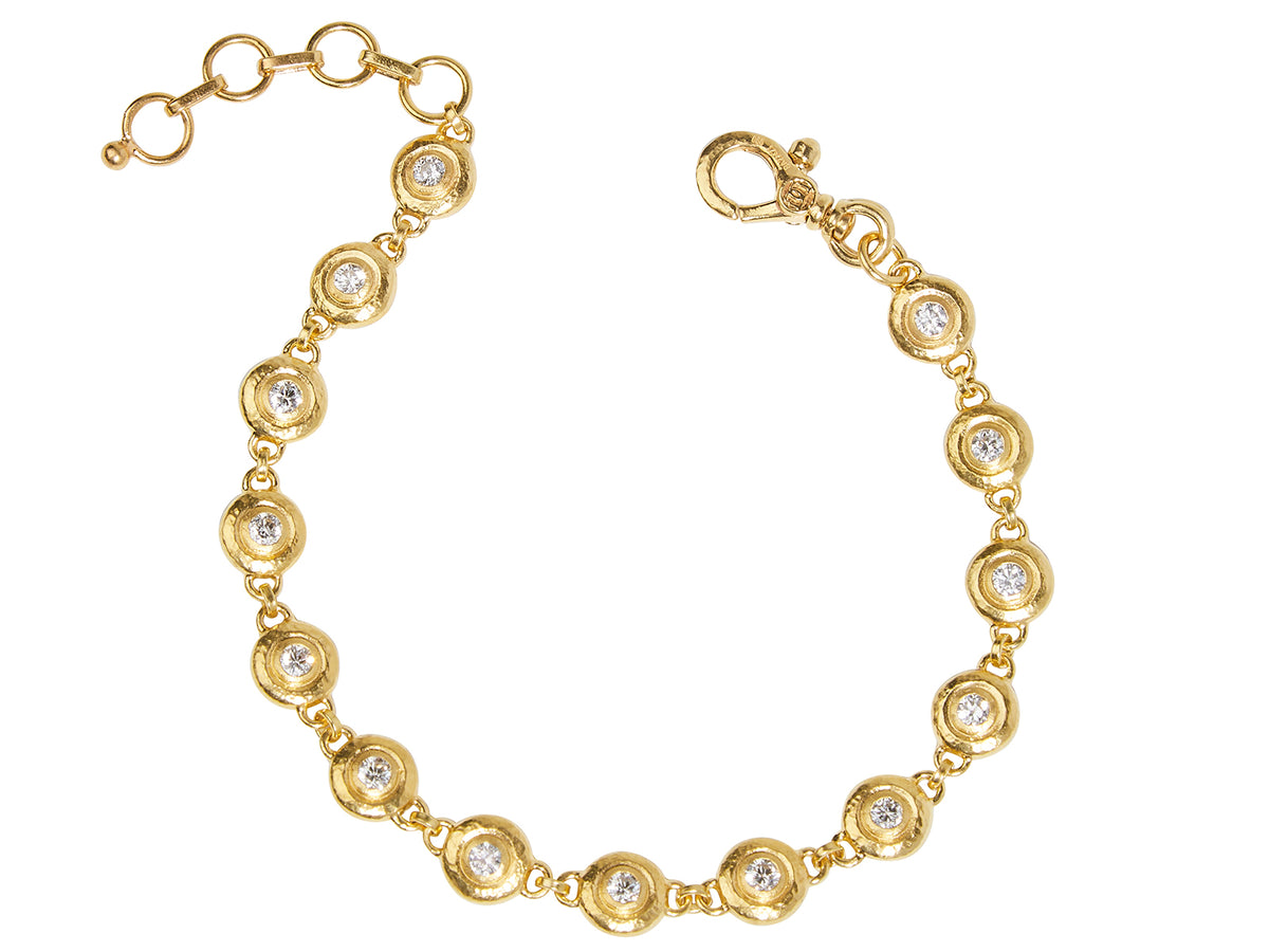 GURHAN, GURHAN Droplet Gold All Around Link Bracelet, Wide Bezel, Tennis Style, with Diamond