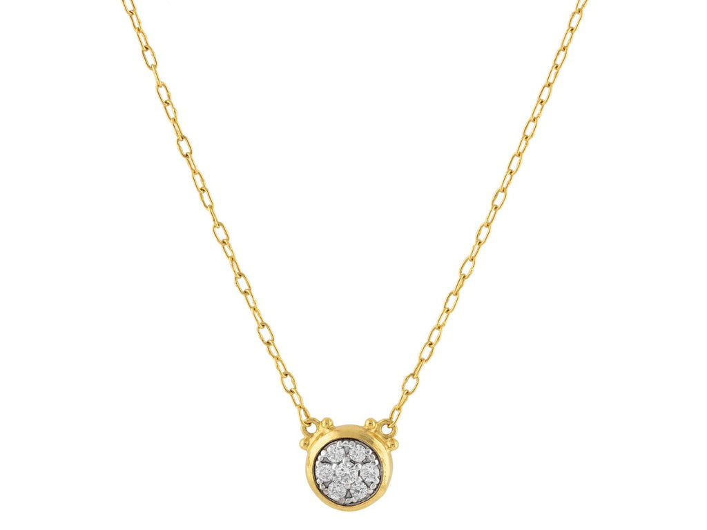 GURHAN, GURHAN Droplet Gold Pendant  Necklace, Round Pave Diamond, with Diamond