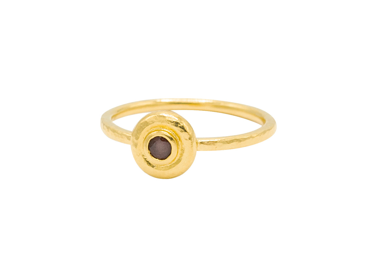 GURHAN, GURHAN Droplet Gold Stacking  Ring, Thin Rounded Band, with Ruby
