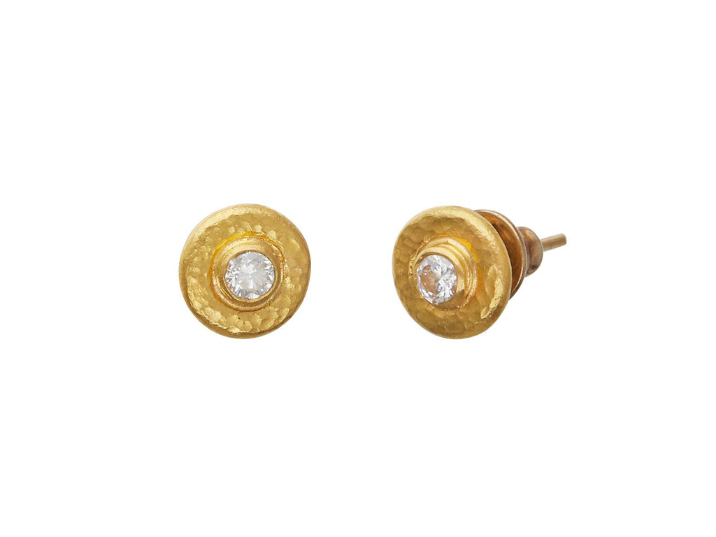 GURHAN, GURHAN Droplet Gold Diamond Stud Earrings, 8mm Wide on Post