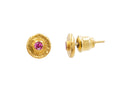 GURHAN, GURHAN Droplet Gold Round Stud Earrings, 8mm Wide, Post, Ruby