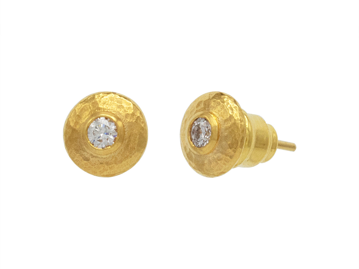 GURHAN, GURHAN Droplet Gold Post Stud Earrings, Small Round, Diamond