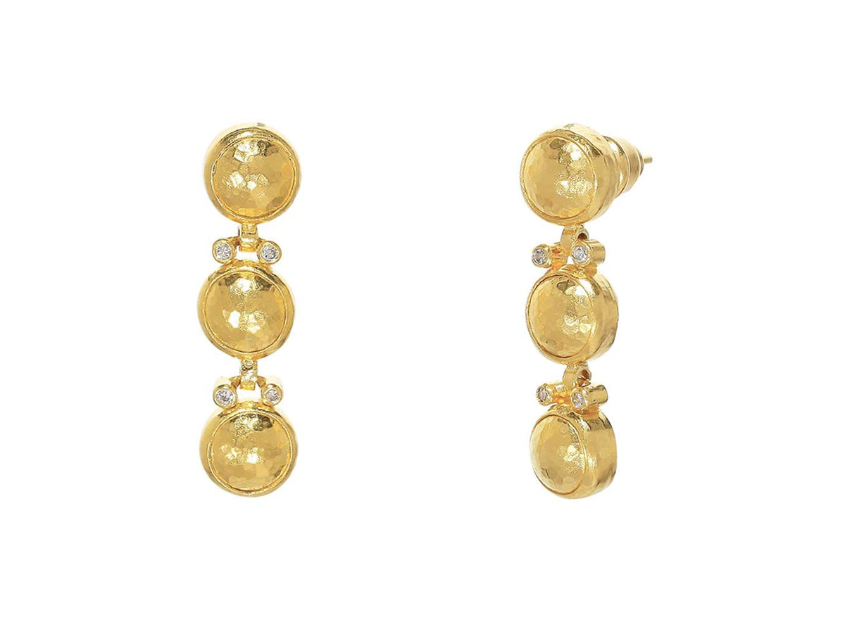 GURHAN, GURHAN Amulet Gold Double Drop Earrings, Long Round, with Diamond