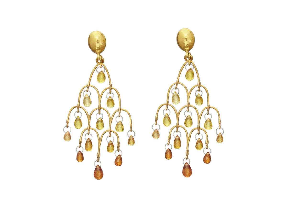 GURHAN, GURHAN Dew Hue Gold Chandelier Earrings,  with Sapphire