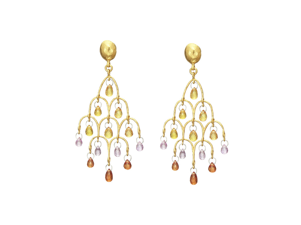 GURHAN, GURHAN Dew Gold Sapphire Chandelier Drop Earrings, Small Briolettes