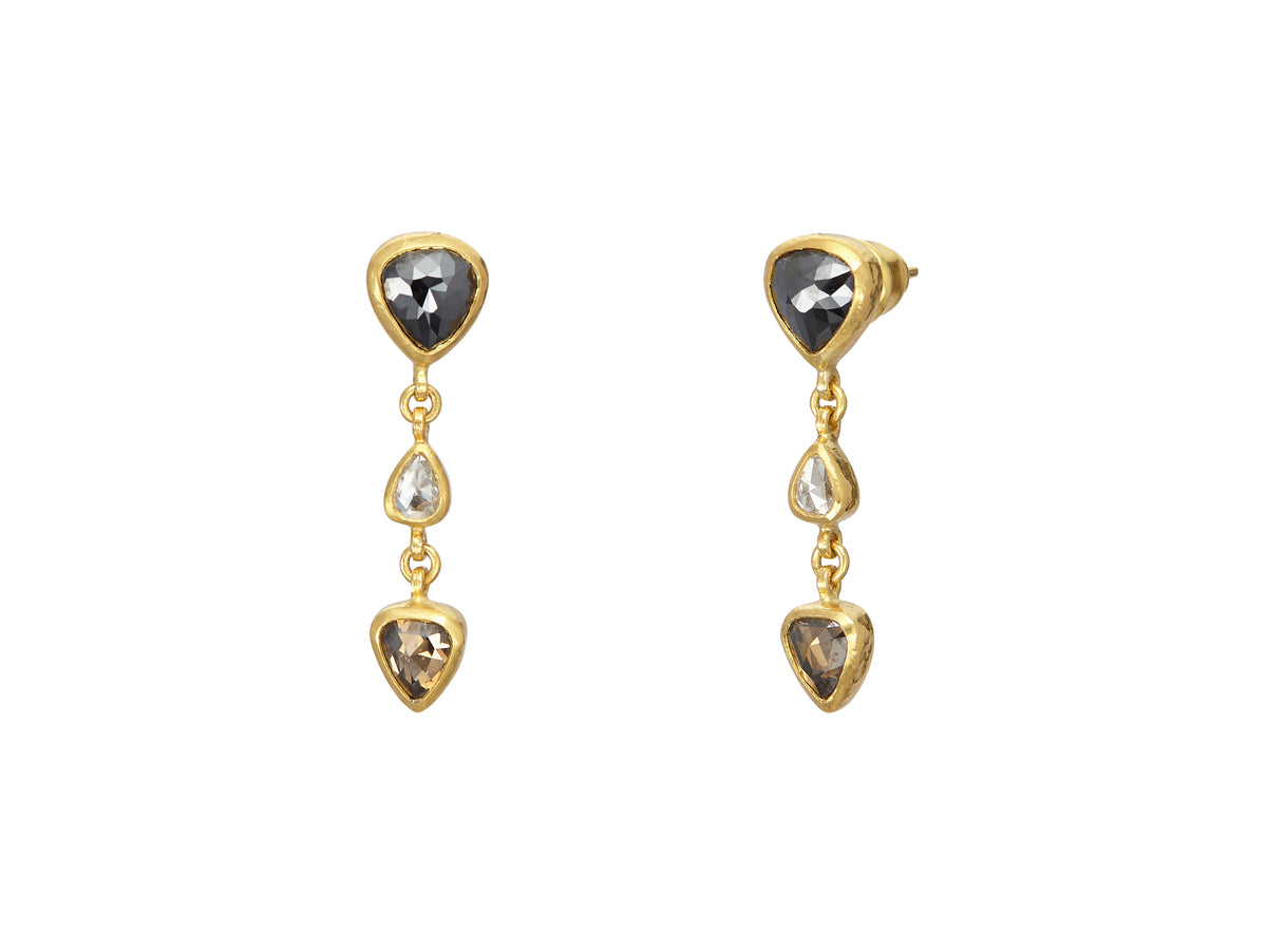 GURHAN, GURHAN Pointelle Gold Drop Earrings,  with Black Diamond