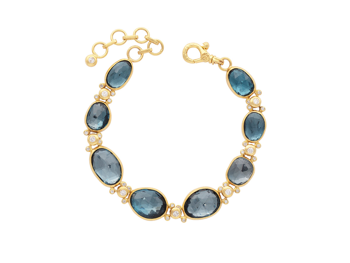 GURHAN, GURHAN Elements Gold All Around Single-Strand Bracelet, Mixed Amorphous Shapes, with Topaz and Diamond
