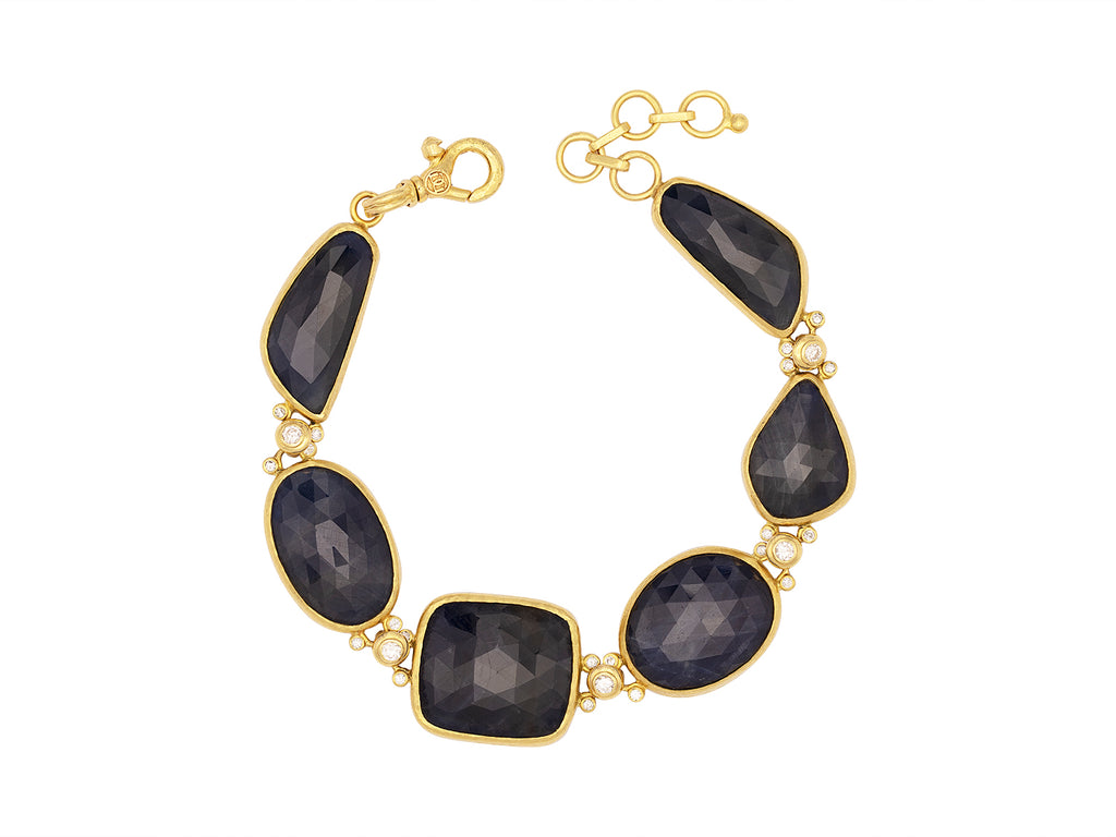 GURHAN, GURHAN Elements Gold All Around Single-Strand Bracelet, Mixed Shape Rosecut, with Sapphire and Diamond