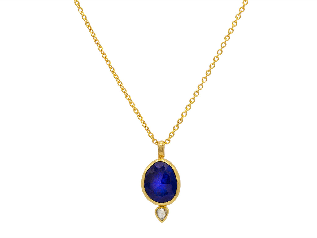 GURHAN, GURHAN Elements Gold Amorphous Pendant Necklace, 14x11mm, with Lapis and Diamond