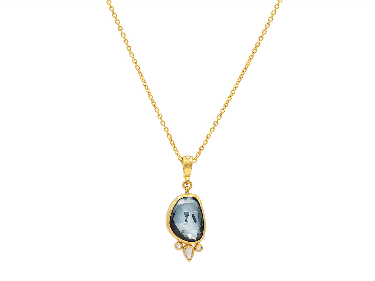 GURHAN, GURHAN Elements Gold Amorphous Pendant Necklace, 36x13mm, with Topaz and Diamond