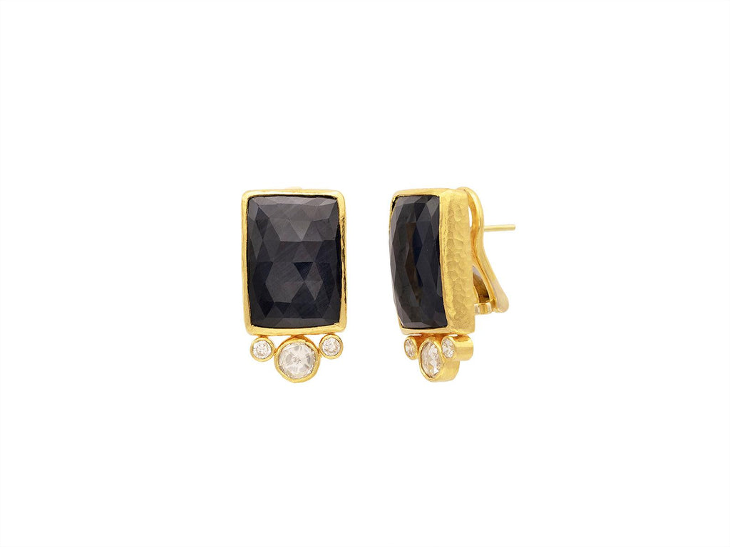 GURHAN, GURHAN Elements Gold Sapphire Stud Earrings, 19x14mm Rectangle