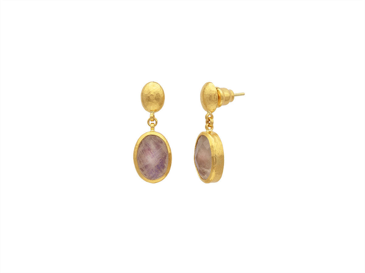 GURHAN, GURHAN Elements Gold Single Drop Earrings, 14x10mm Oval, Post Top, with Moonstone