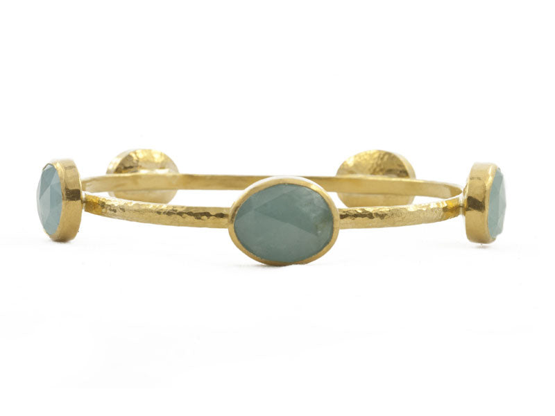GURHAN, GURHAN Elements Gold Stacking Bangle Bracelet, Amorphous Shapes, with Aquamarine