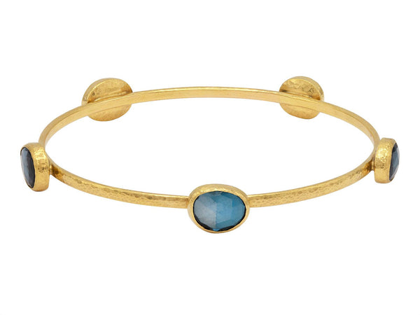 GURHAN Hoopla Gold Bangle Bracelet 5.5mm Wide with Diamond